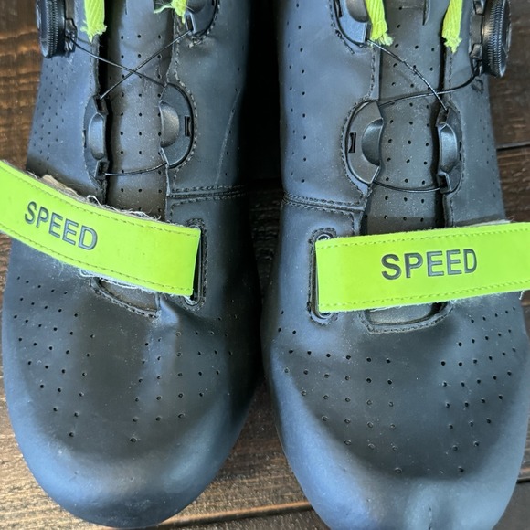 SPEED‎ Microtex Cycling Bike Bicycle Shoes Black Green 3 Bolt Size EU 43 Unisex - Picture 13 of 13